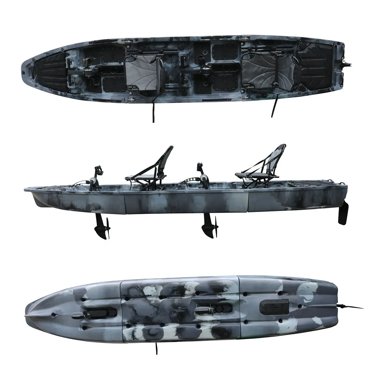 

Новинка 2025 года, 14,4-футовый съемный моторный каяк, каяк для продажи, прямая продажа с фабрики, высокое качество, модульная педаль для 2 человек, рыбалка