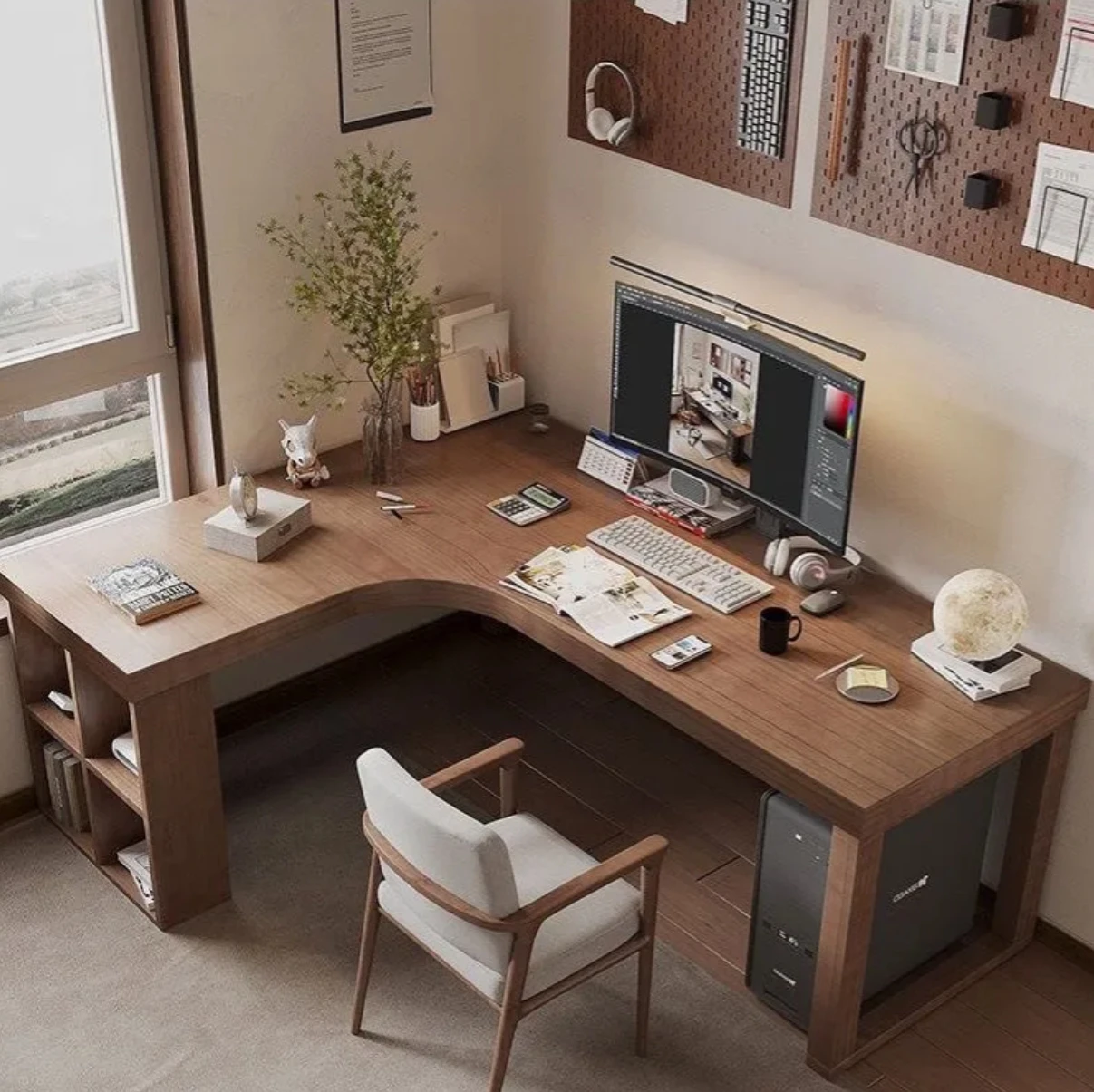 

*d forSolid Wood Corner Desk Bookshelf Combination Bedroom Home 7-shaped Desk Corner Corner Desktop L-shaped Computer Desk*