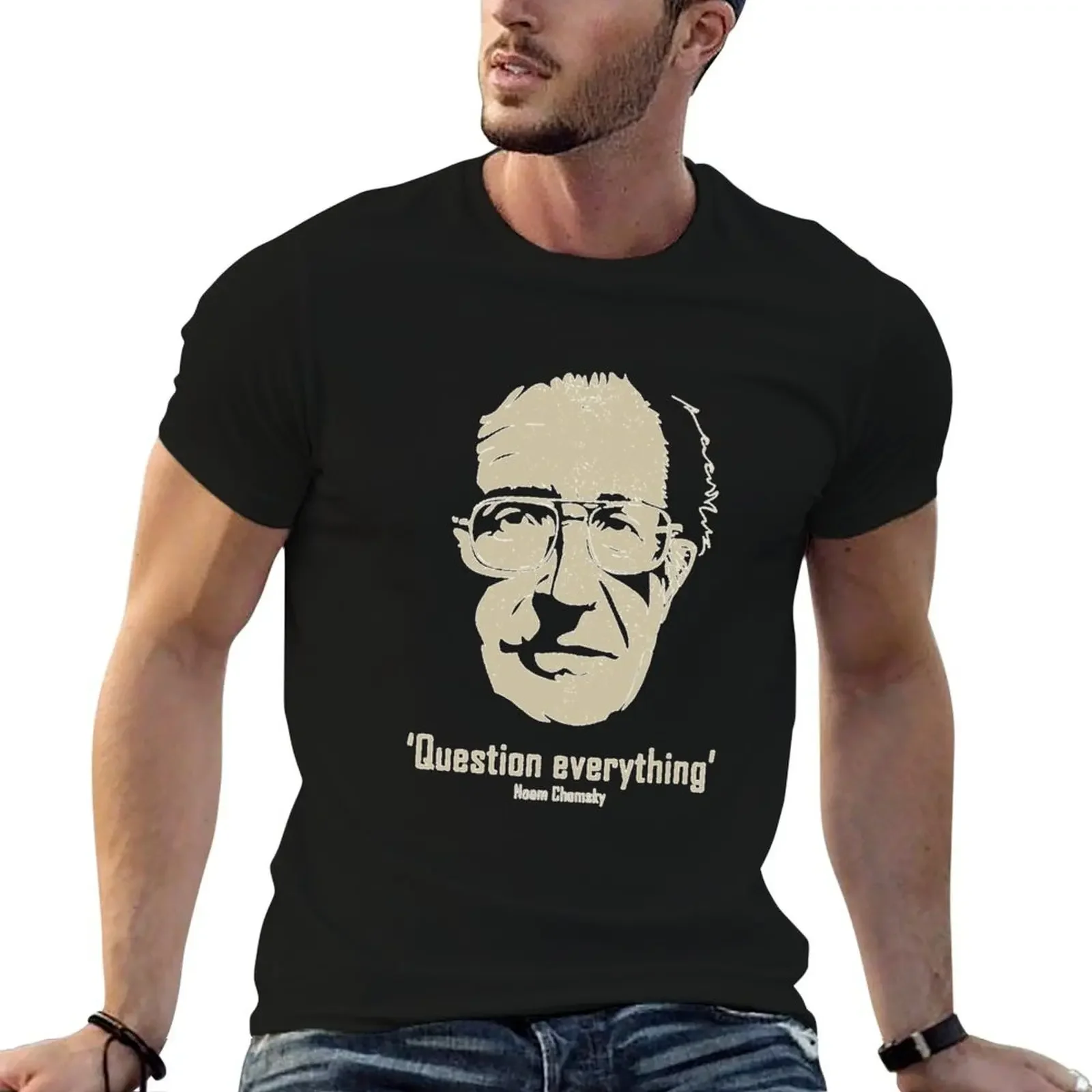 Noam Chomsky Question Everything Distressed Logo Cheap Tee Logo B B E R N I E S A N D E R S S T-Shirt