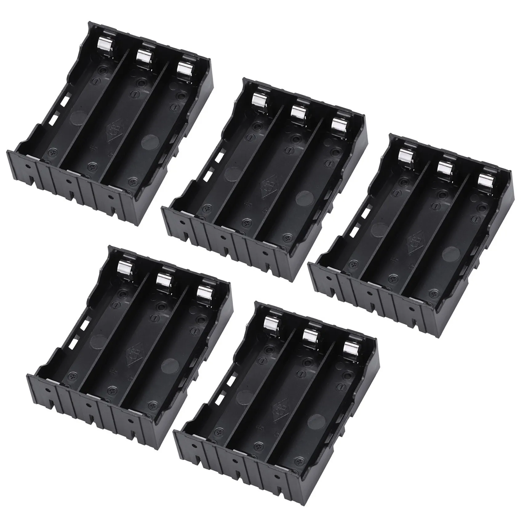 A64I 5 Pcs Black Plastic 3 x 3.7V 18650 Batteries 6 Pin Battery Holder Case