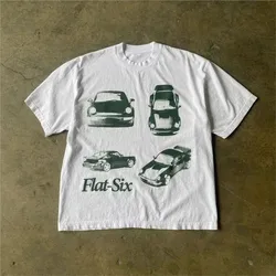 Y2k Vintage Fashion Printed Racing T Shirt Harajuku Street Hip Hop 100%Cotton Crew Neck Tops Summer Men Women Casual Tee Shirt