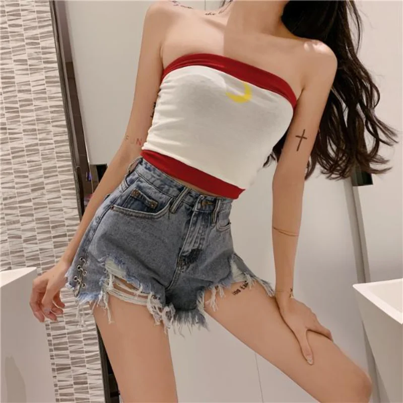 

Short Pants for Woman To Wear Denim Cotton Women's Shorts Jeans Sexy Ripped with Waist Pocket Casual Cheap Y2k Harajuku Vintage