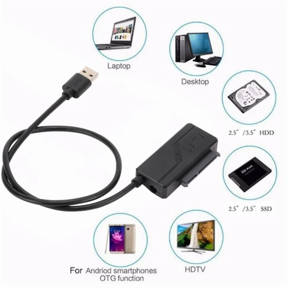 USB 3.0 Ke Kabel Adaptor Sata Ke USB 3.0 Kabel Konverter Hard Drive untuk 2.5 3.5 HDD SSD Hard Drive 7 + 15 Pin Kabel Sata III