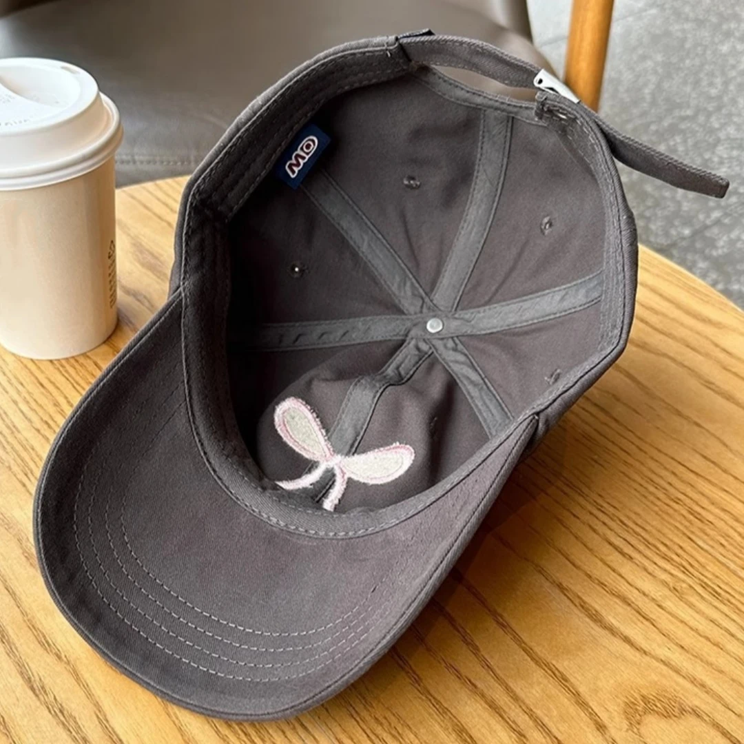 

Регулируемая бейсболка однотонного цвета, модная бейсболка с вышивкой и бантом, милая, для повседневной носки, для создания непринужденного образа, для активного отдыха