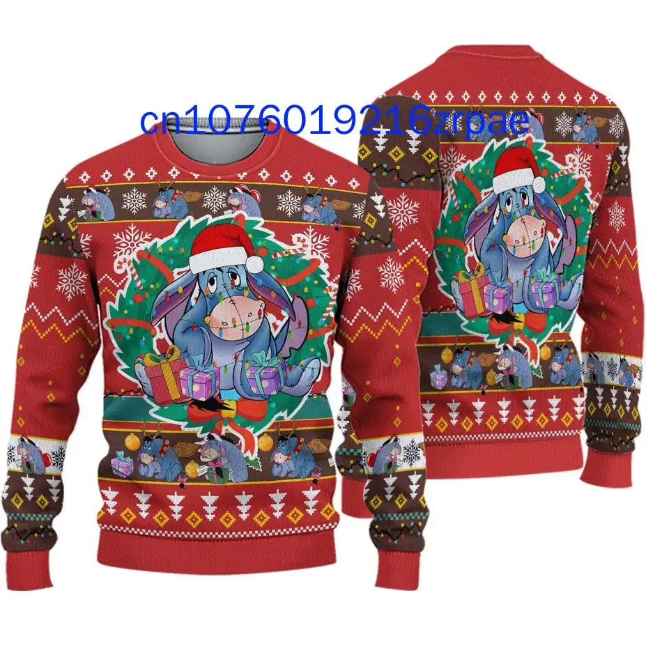 Disney Eeyore Christmas Sweater 3D Print Men Women Casual Sweatshirt Christmas Sweater Winnie the Pooh Ugly Christmas Sweater