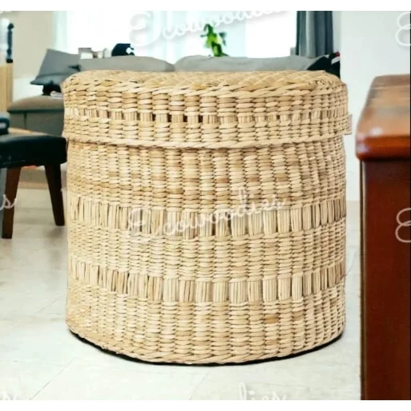 Handgewebter Wäschekorb aus Rattan