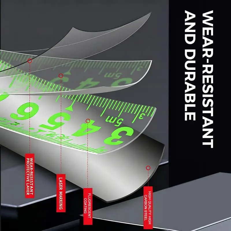 Fluorescent Tape Measure 3 5 7 7.5 10M Precision Thickened Scale Waterproof Wear Resistant Multipurpose Measuring Supply