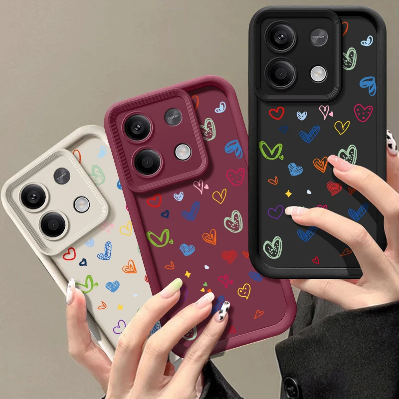 Cartoon Love Heart Phone Case For Xiaomi Poco F6 X5 X6 M6 11T 13T Pro Redmi Note 11 12 13 10 Pro Plus 4G 5G 11S Silicone Cover