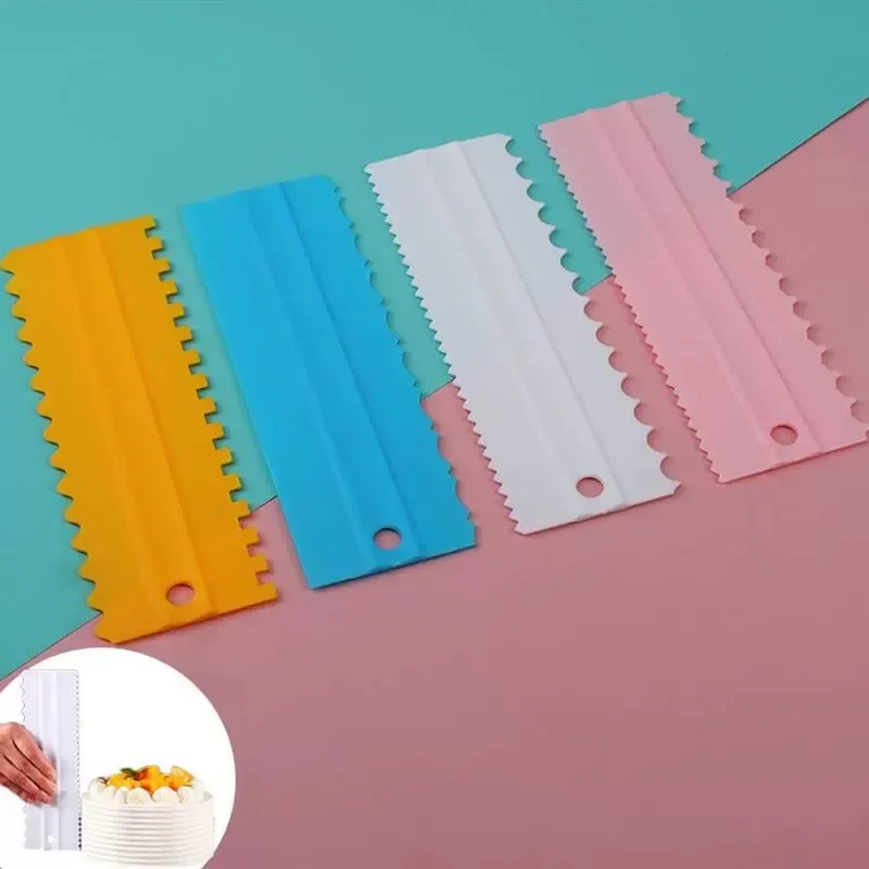 4pcs/set cream scraper PP Cream Smoother Pastry Icing Combs Spatulas DIY Baking Tools bakery accessories Cake Decorating Comb