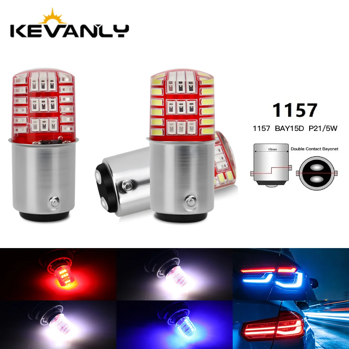 2pcs 1157 P21/5W LED Bulbs Car LED Silicone Dual Color Signal Light 42SMD BAY15D Bulb for Motorcycle Car Turn Signal Brake Light