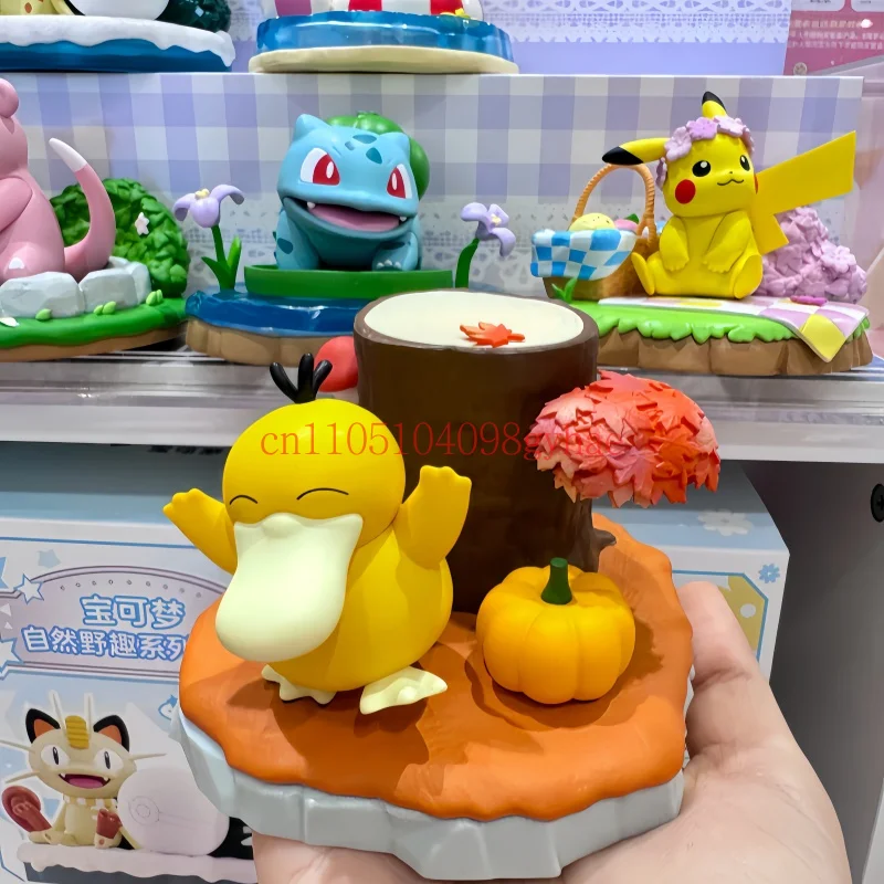 Heiße Original Pokemon Blind Box Figur Natürliche Wilde Dekorative Schreibtisch-Deko Psyduck Pikachu Eevee Kinder Geburtstagsgeschenk