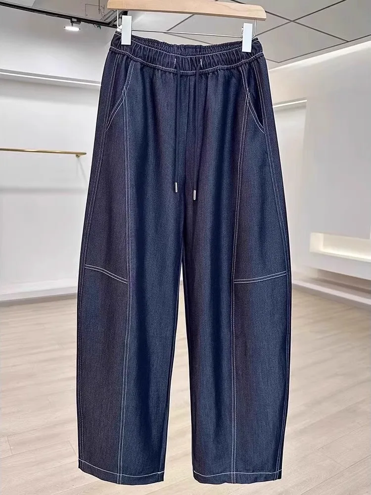 

Большие размеры, весенне-осенние широкие джинсы для мужчин и женщин, модные брендовые утягивающие свободные брюки-харлан, повседневная одежда, прочный