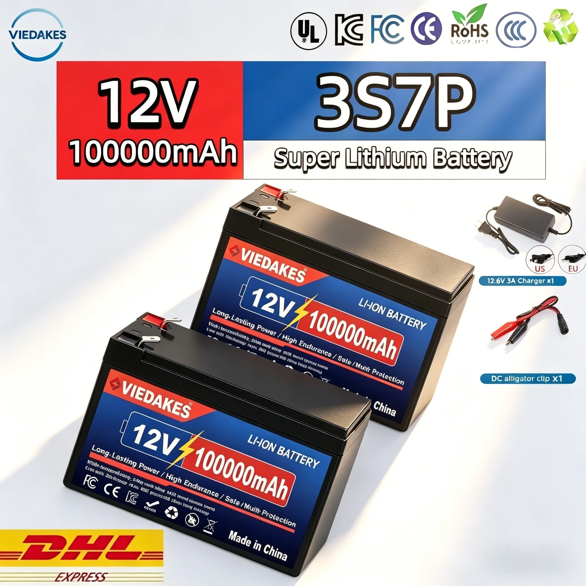 

Replacement 12V 10.5Ah Lithium Battery Rechargeable 12V Sprayer Battery for Electric Toy Car with built-in BMS 12.6V 3A Charger