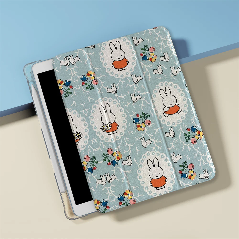 The multiple bunny iPad protective case is suitable for Apple iPad Pro 2024 11 inches, 2025 Air 5/4 10.9 inches, iPad 10 9.7 inc