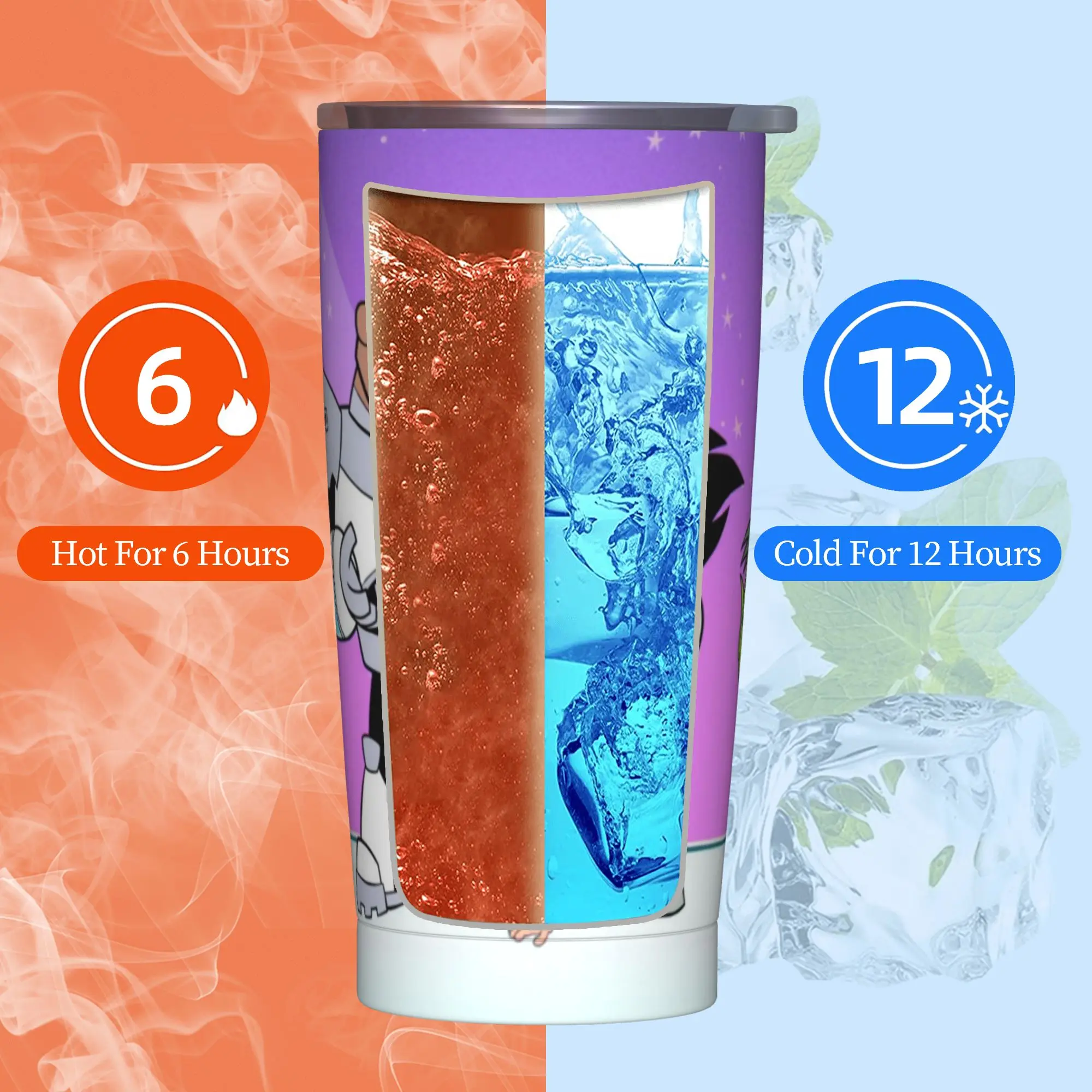 Teen Go Cartoon Tumbler Vacuum Insulated Anime Coffee Cups with Lid Straw Double Wall Mugs Water Bottle, 20oz view 4