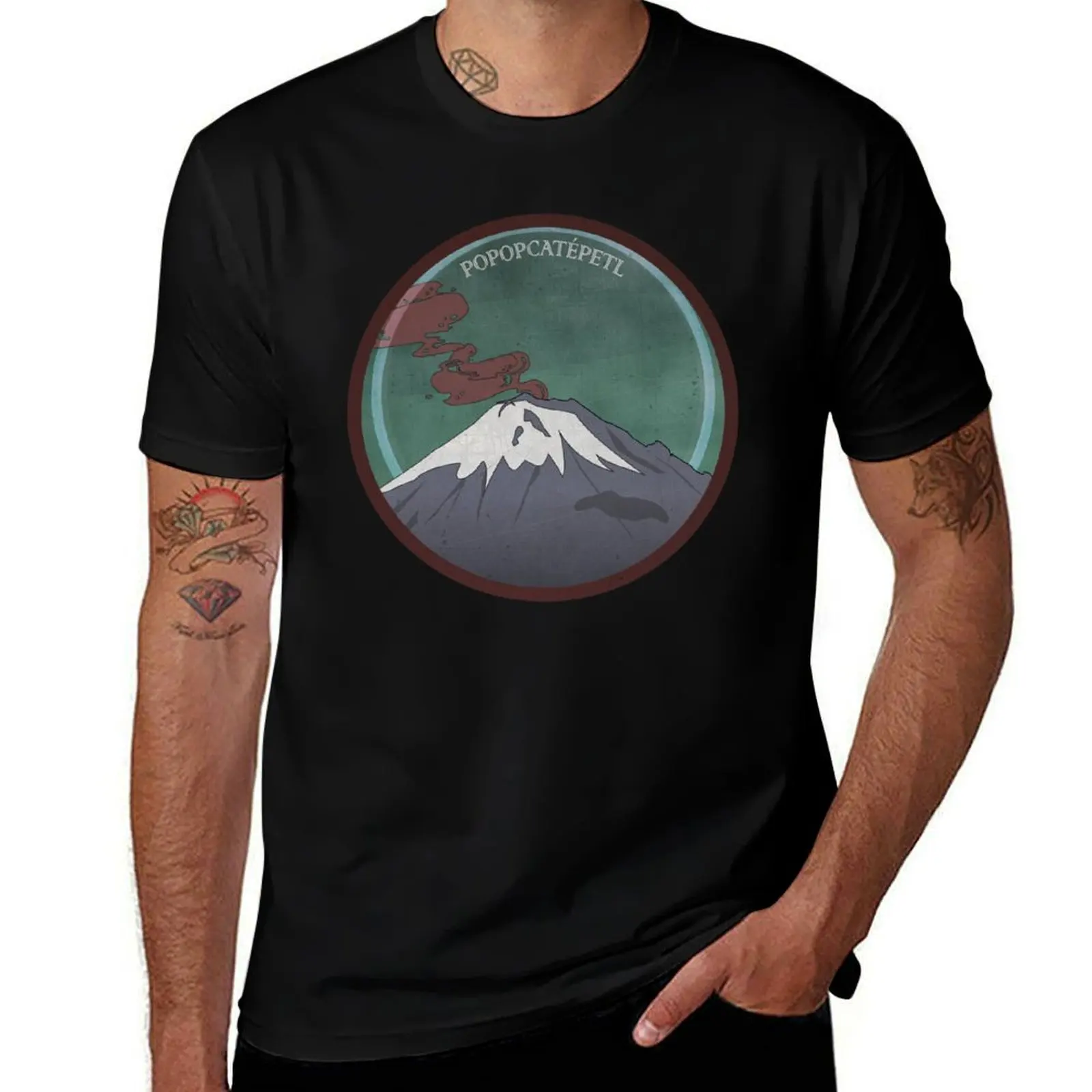 Popocatepétl Volcano Japanese Ukiyo-e style T-Shirt Sporty Breathable Short Sleeve T-Shirt
