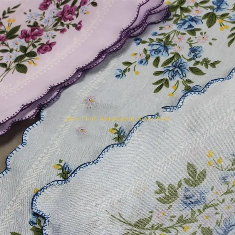 3 قطع متنوعة من مناديل الأزهار المطبوعة ذات الحواف المتموجة للتخرج 10 أقراص مضغوطة