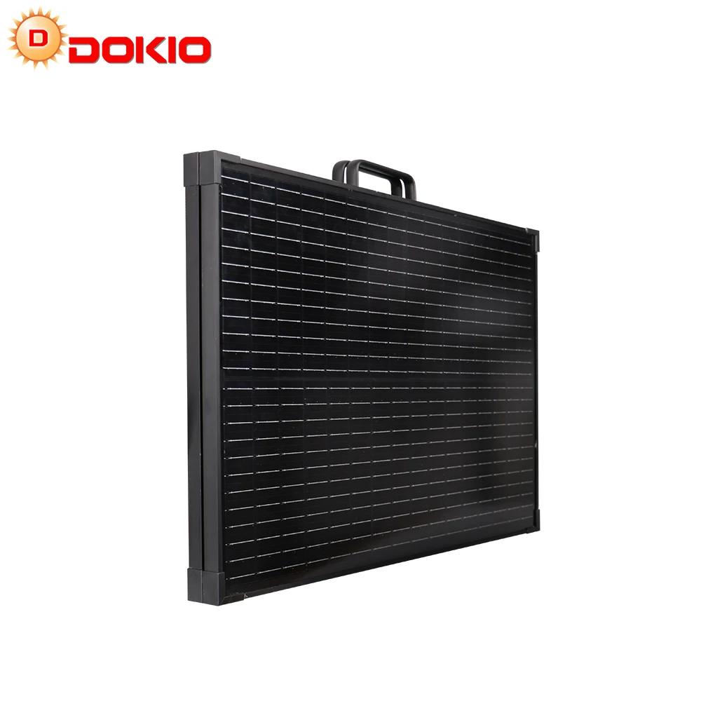 New DOKIO 18V 100W Foldable Solar Panel China 10A/20A 12V Controller Folding Photovoltaic Cell/System Charger Solar Suitcase