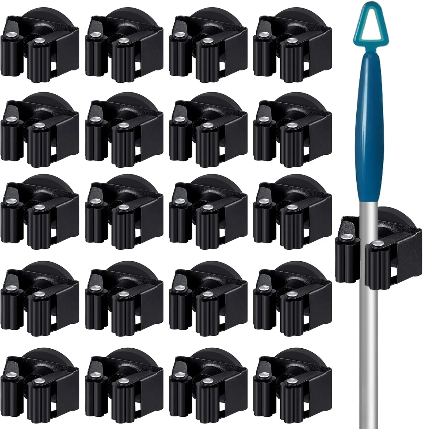 

30 Pack Magnetic Broom Holder, Wall Mount Mop Rack for Garage, Kitchen, Laundry, Black
