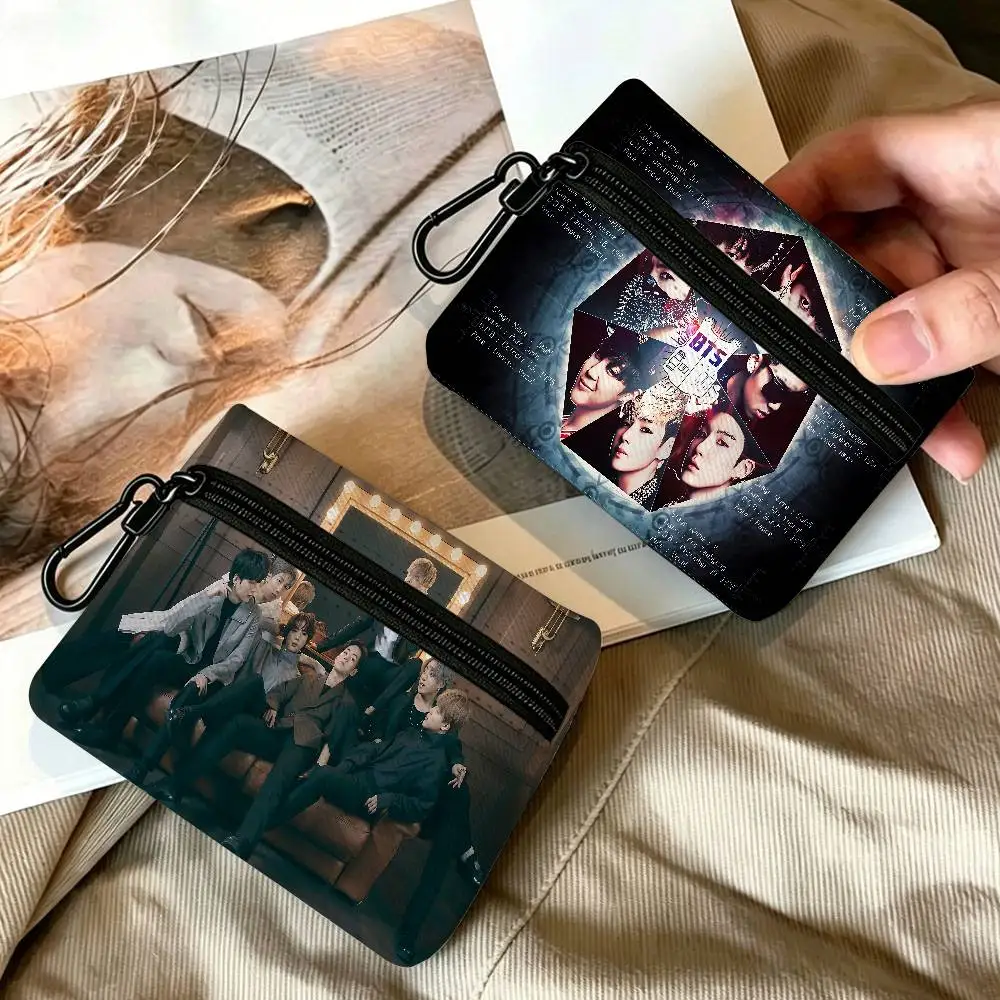 Kpop B-BTS Portable Oxford Cloth Coin Purse Alloy Carabiner Hook Small Zipper Pouch For Backpack Belt Daily