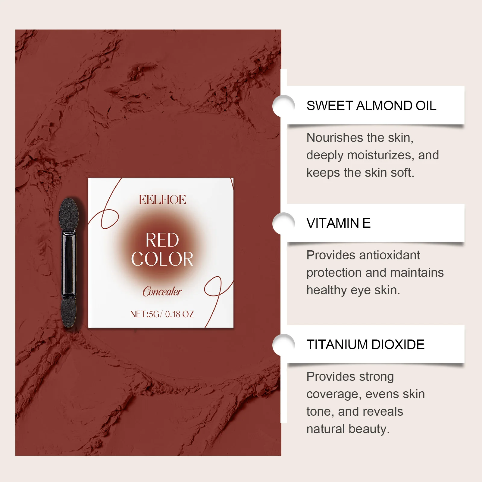 Full Coverage Concealer Long Lasting Waterproof Lightweight Matte Finish Under Eye Dark Circles Blemishes Makeup Brush Set