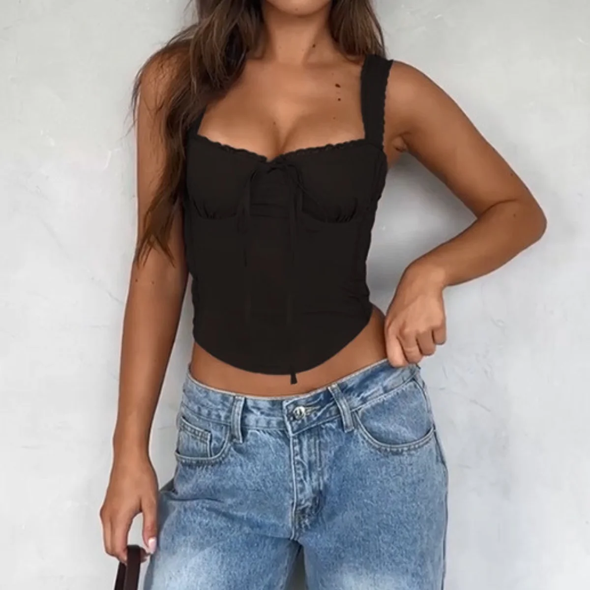 Bustier Corset Top for Women Y2K Square Neck Tank Crop Tops Camisole 2025 Summer Fashion Going Out Vest Slim Fit Bodyshaper Tops