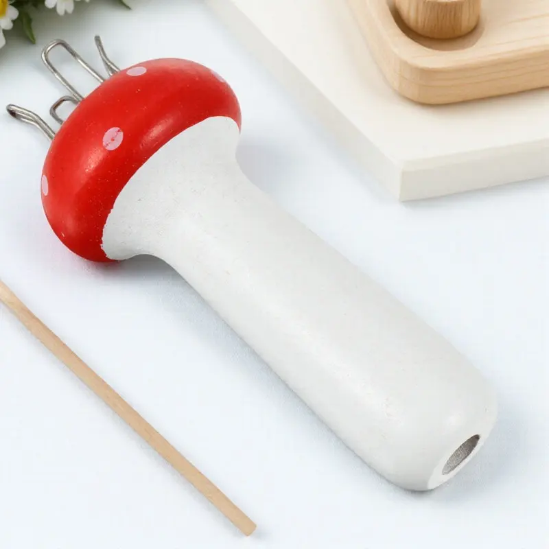DIY Supplies Weaving Tool Wood French Knitter for Craft Knitting Mushroom Wooden