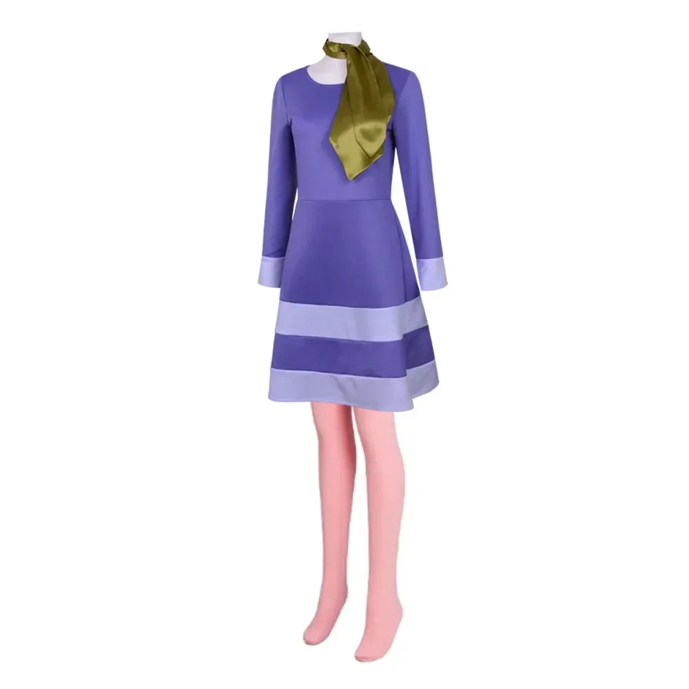 New Anime Doo Where Are You Daphne Blake Cosplay Costume Adult Women Purple Dress Suit Uniform Fashion Sexy Halloween Clothes