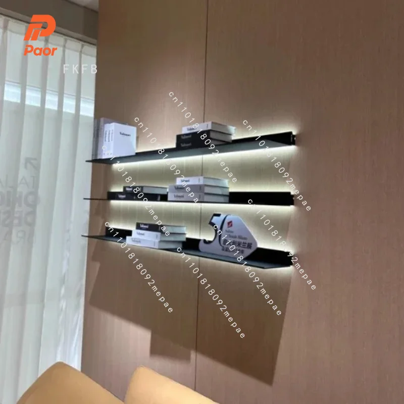 Современная настенная полка с LED-подсветкой, 50-150 см, алюминиевая, для хранения и демонстрации, минималистичный дизайн, для дома, книжный шкаф