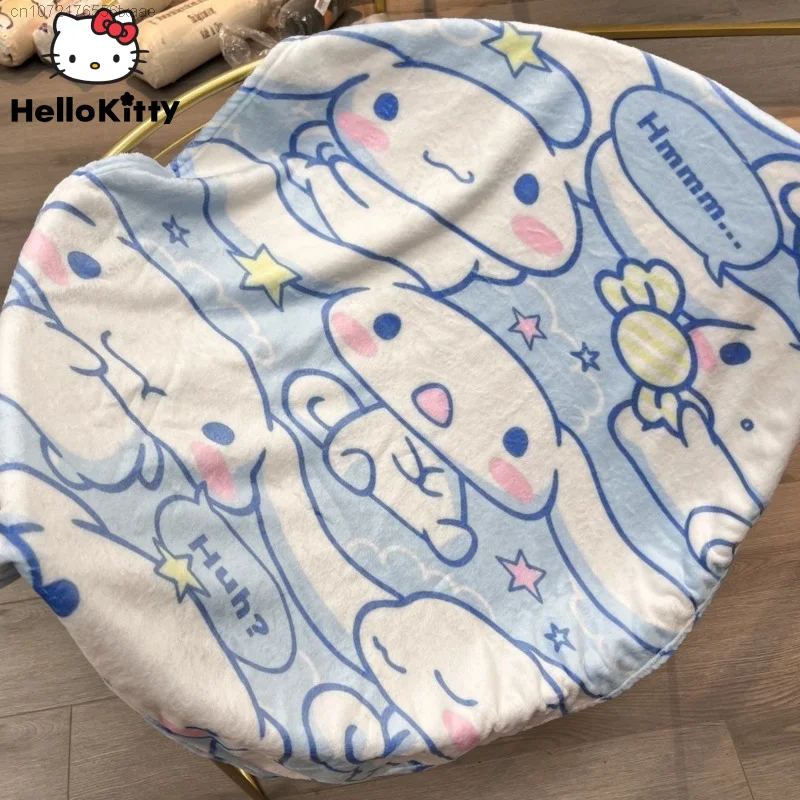 Sanrio Kuromi Cinnamoroll Pachacco Plush Blanket Cartoon Printed Aircondition Flannel Blankets Y2k Aesthetic Lounge Chair Towel