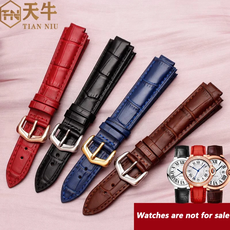 14/16/18/20/22mm Convex interface Cowhide lea-ther watch strap unisex   watchband for Cartier Blue Balloon strap bracelet