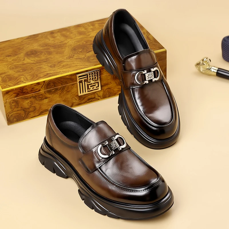 

High-end Dacou Loafer Men's Shoes, Genuine Leather Business Casual Shoes, Thick-soled Leather Shoes for Men High-grade Slip-on,