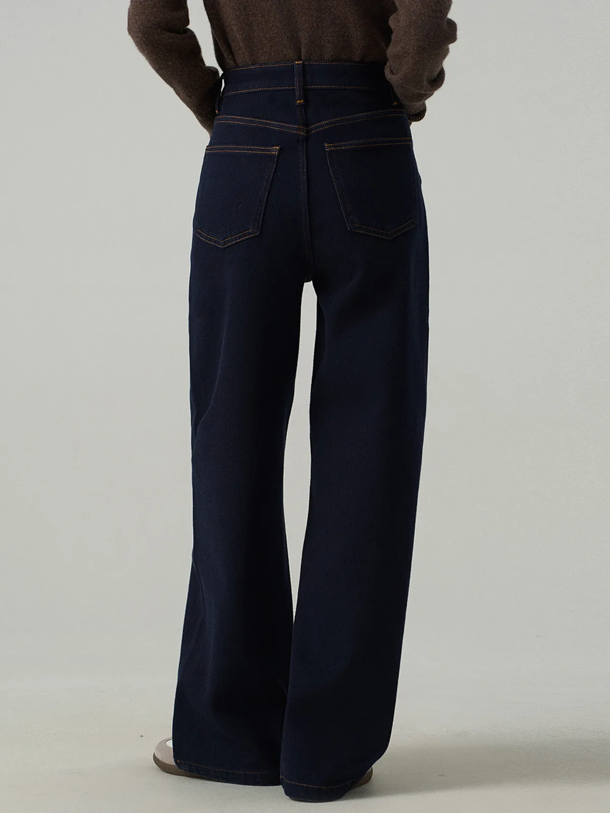 

Прямые брюки с высокой талией, свободный крой, женские джинсы, темно-синие широкие брюки, брюки-колокольчик длиной до пола