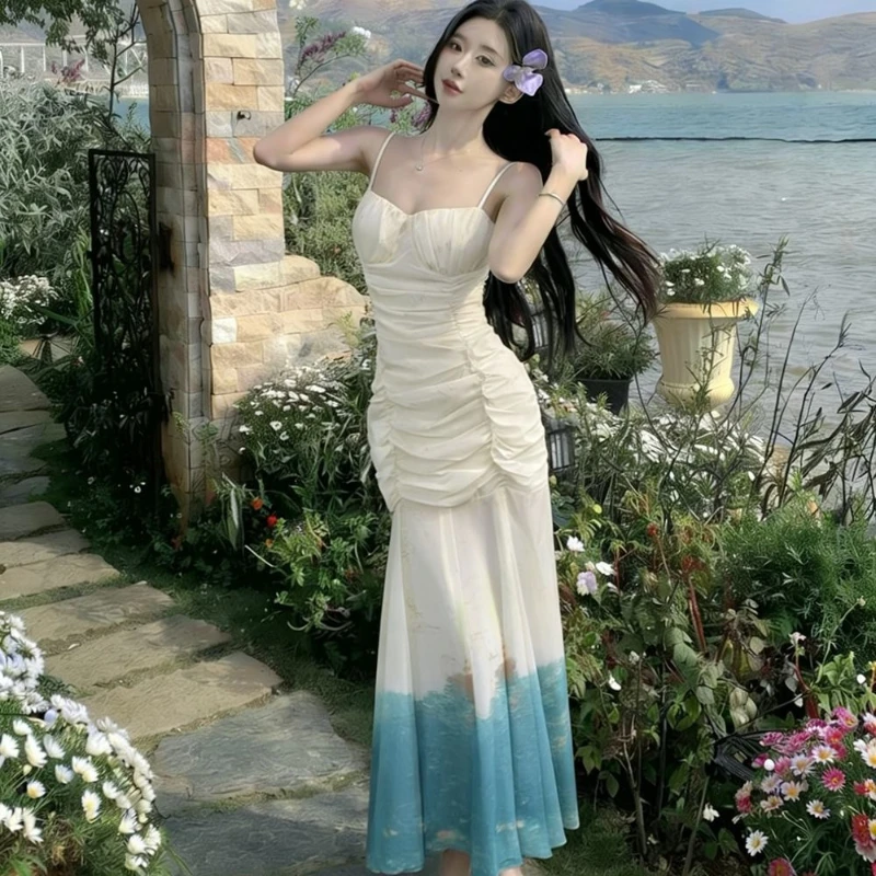 Elegant Sexy Gradient Tie Dye  - đánh giá và giá Sexy Mesh Sheer Bodycon Dress