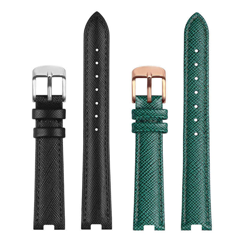 Adapt to YA141404 YA141501/05 Leather Watchband Straps with Concave Interface 12mm 14mm for Women Male Pin Buckle Bracelet