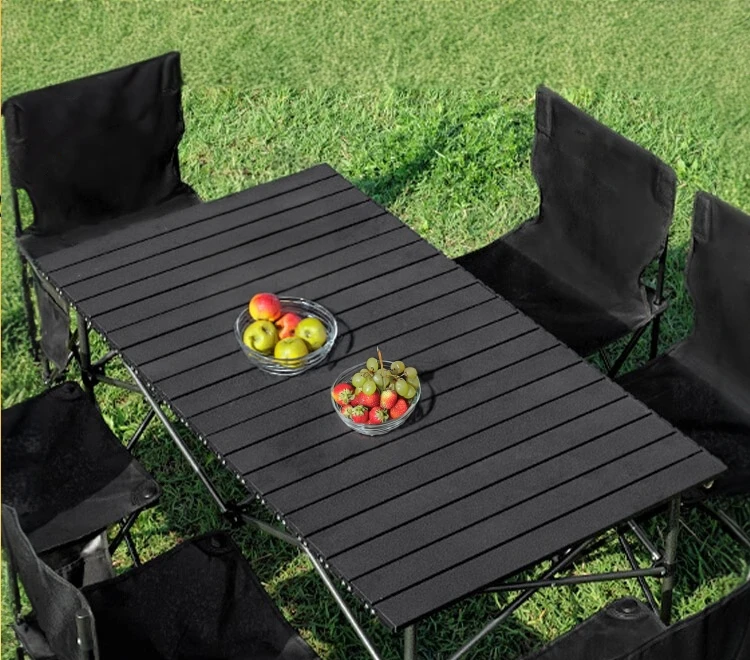 

Outdoor folding Chicken rolls table stall convenient picnic barbecue camping table and chair complete set of equipment supplies