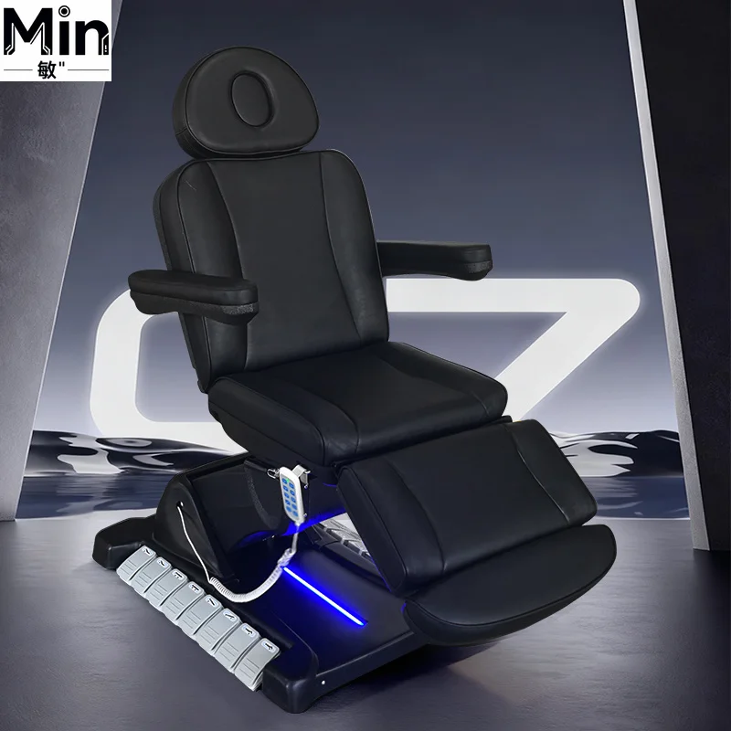 Black Metal Aluminum Adjustable Massage Bed 3 Position Modern Facial Treatment for Salon