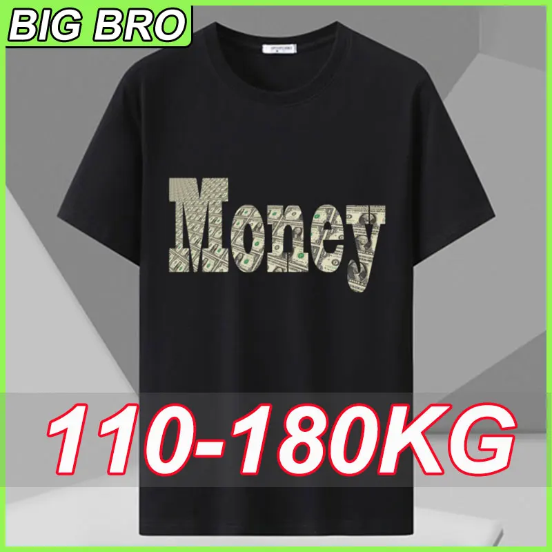 

Men's Plus Size Summer T-shirt 1XL-7XL Large Size Short-sleeved Tees Cotton Casual Print Shirt Daily Wear Tops Male Clothing