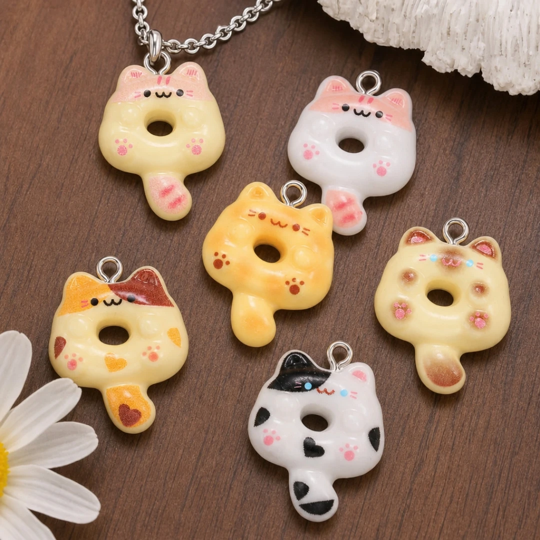 10Pcs Kawaii Cartoon Cat Resin Charms Cute Kitty Animals Pendants for Earrings Keychains DIY Jewelry Craft Make Accessories Bulk