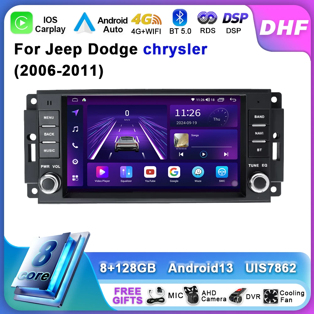 Radio de coche Android para Jeep Wrangler 3 JK Dodge Grand Cherokee Chrysler 300C Commander Caliber Challenger reproductor Multimedia