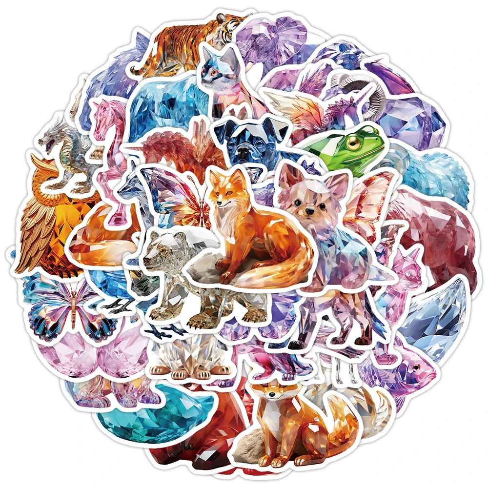 

10/30/50pcs Cartoon Crystal Animals Stickers Waterproof Graffiti DIY Phone Skateboard Notebook Laptop Funny Decals for Kids Toy