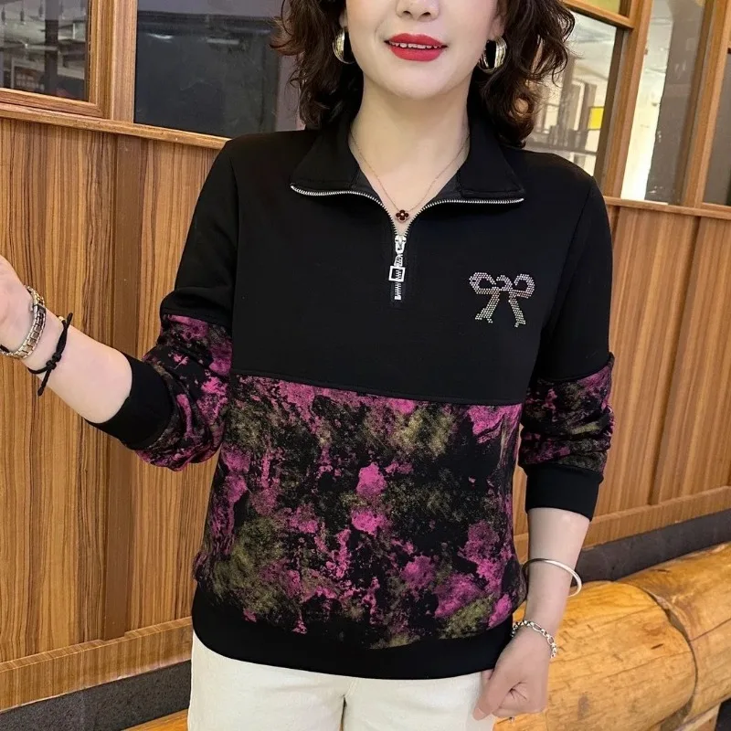 

2025 New Autumn Fashion Zipper Women's Sweatshirt Casual and Versatile Western Style Long-sleeved Loose and Elegant Top