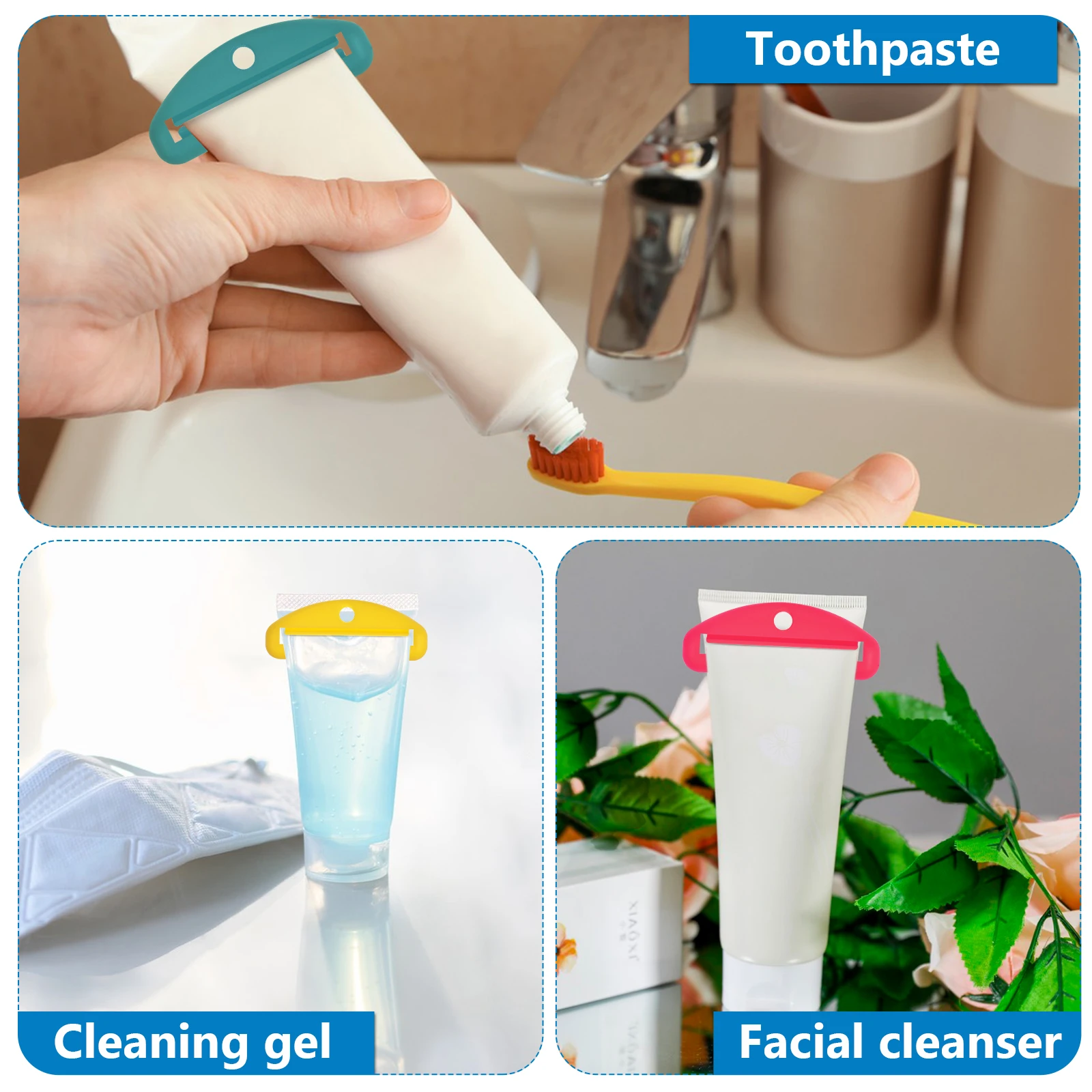

8 Pcs Toothpaste Squeezer Manual Extruder Small Clip Sauce Dispenser Travel Face Wash Tool Tube Squeezer Pigment Saver Compact