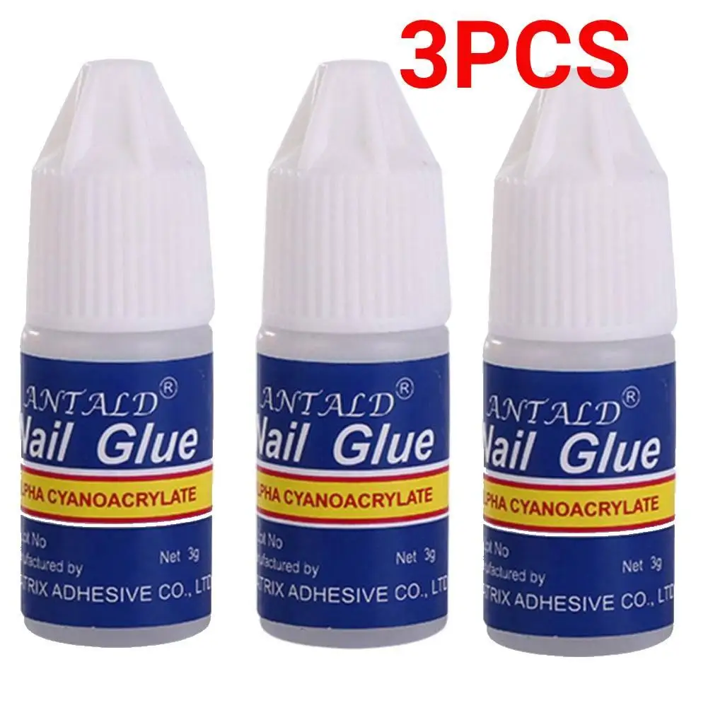 3PCS Nail Drill Glue Helpful With Brush Nail Sticky Glue Reinforce Rhinestone Nail Drill Glue For Female