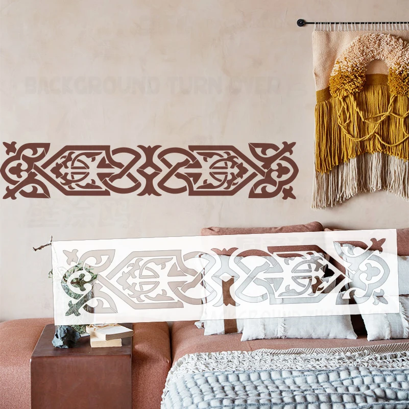 

Трафарет для стены 80-120 см, индивидуальный шаблон для рисования гипсом, для покраски мебели, ретро, винтажный разделитель, бордюр S621