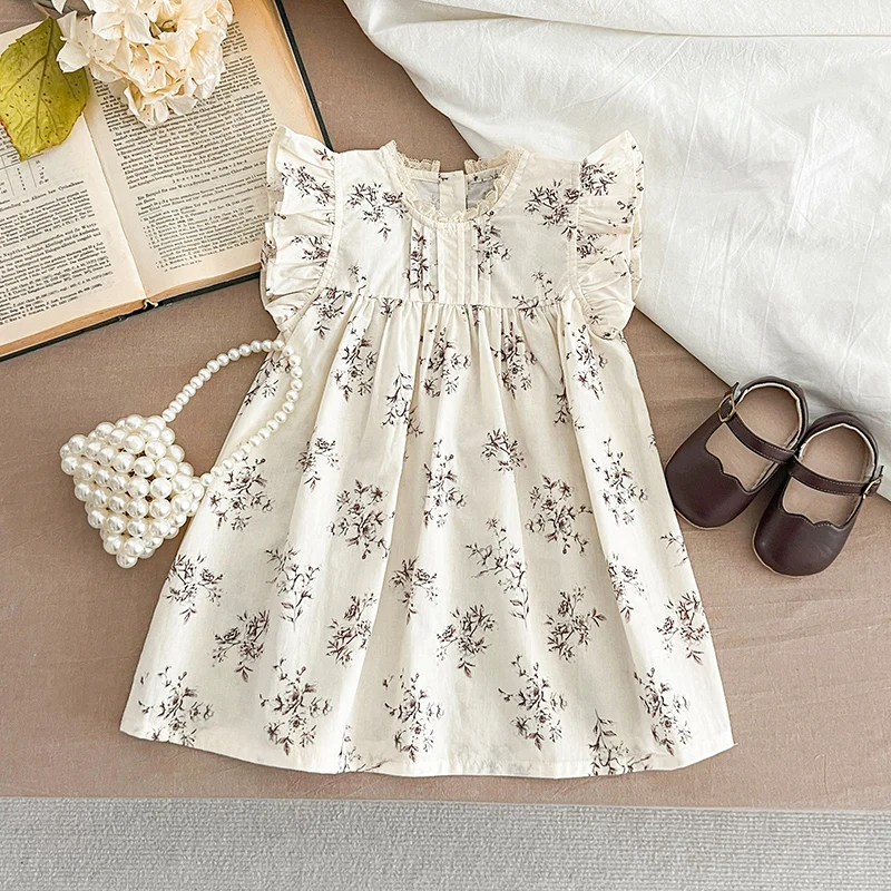 Family Matching Sister Clothing  Summer Baby Girls Clothes Dress Sleeveless Lace Floral Princess Girl Dress Baby Romper Outfit