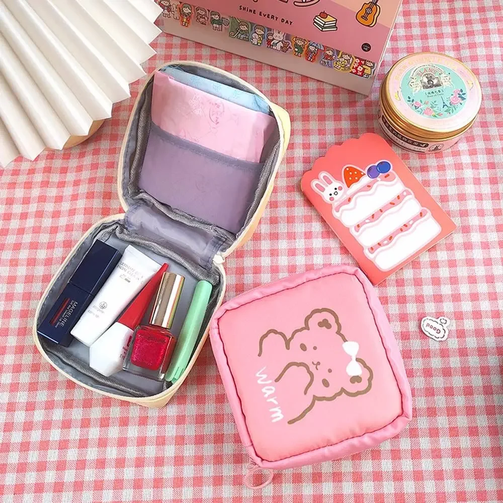 

Pads Storage Cute Cartoon Pattern Dinosaur Cat Stationery Organizer Coin Purse Sanitary Napkin Bag Lipstick Pouch Cosmetic Bag