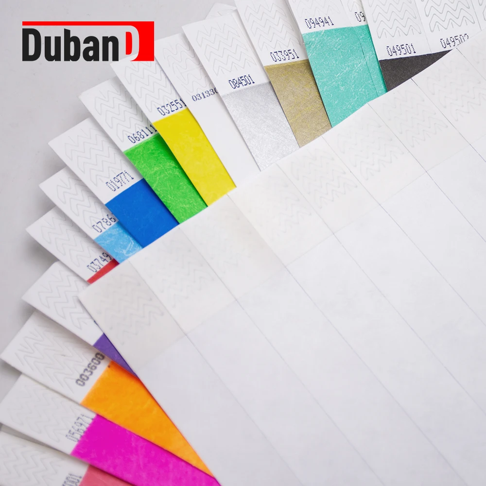 200 sets of colored Tyvek paper wristbands with and without codes, party swimming tickets, bar identification ID wristbands