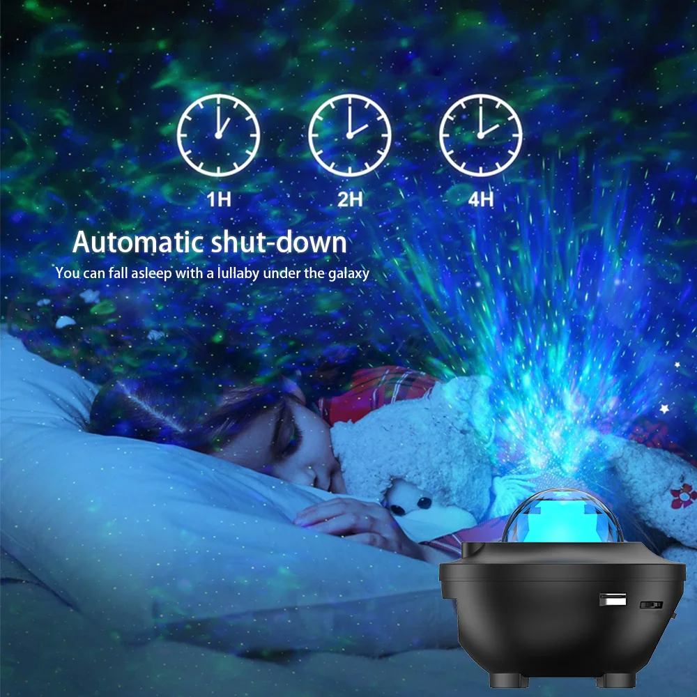 1PCS Colorful Starry Projector Galaxy Night Light Child, Bluetooth USB Music Player Star , adjustable lighting effect, remote