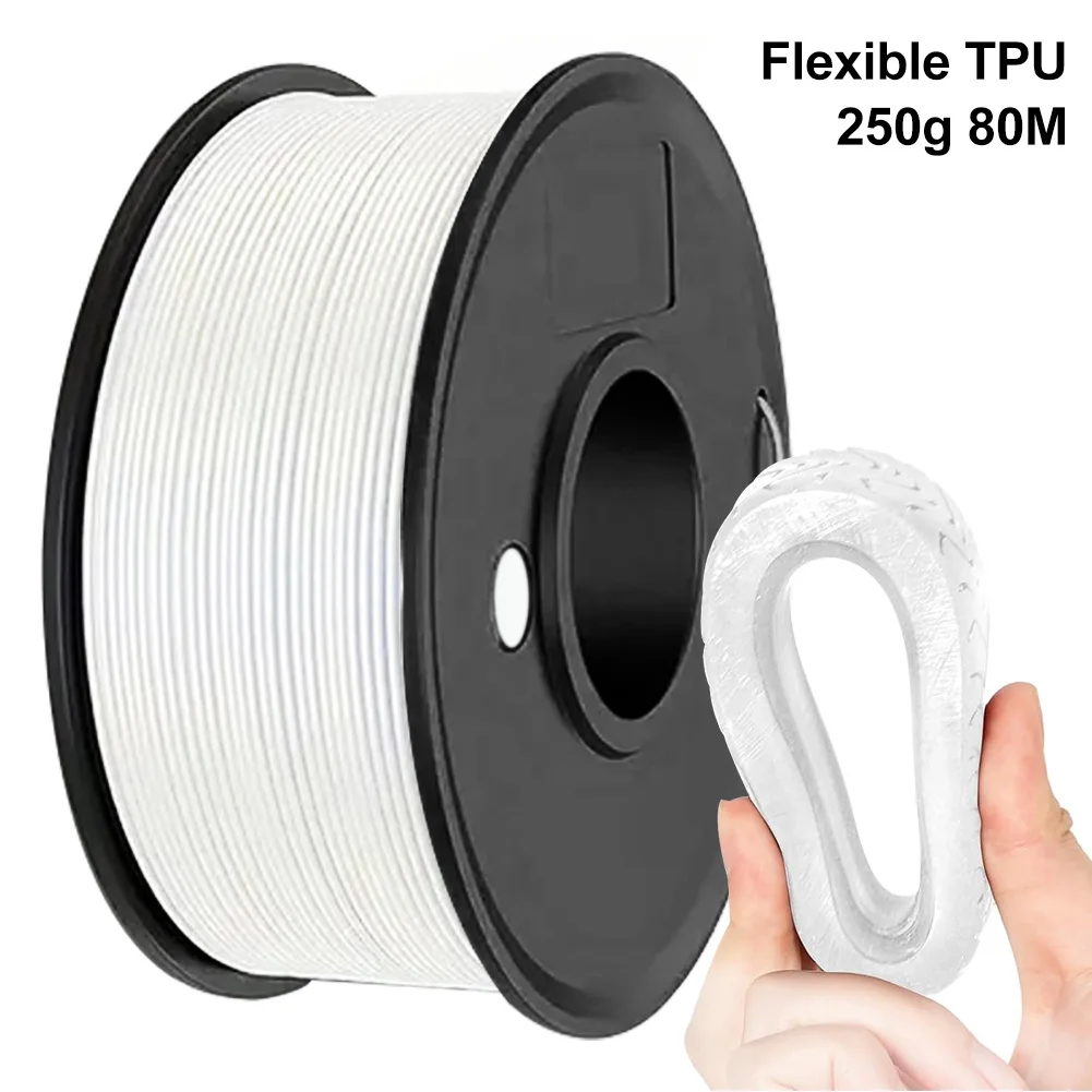 TPU 3D-printer flexibel filament 250 g (0,55 lbs) 1,75 mm lengte 80 m, zwart, wit